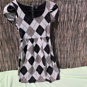 Short plaid sweater dress